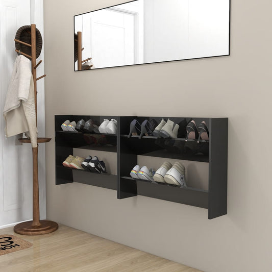 Wand-Schuhschränke 2 Stk. Hochglanz-Schwarz 80x18x60cm - Pazzar.ch