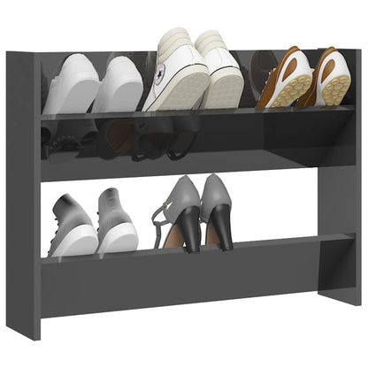 Wand-Schuhschrank Hochglanz-Grau 80x18x60 cm Holzwerkstoff - Pazzar.ch