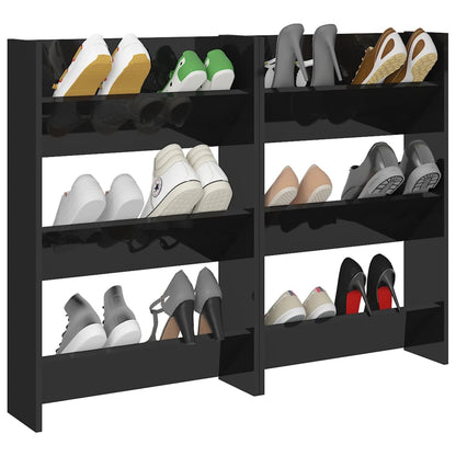 Wand-Schuhschränke 2 Stk. Hochglanz-Schwarz 60x18x90 cm - Pazzar.ch