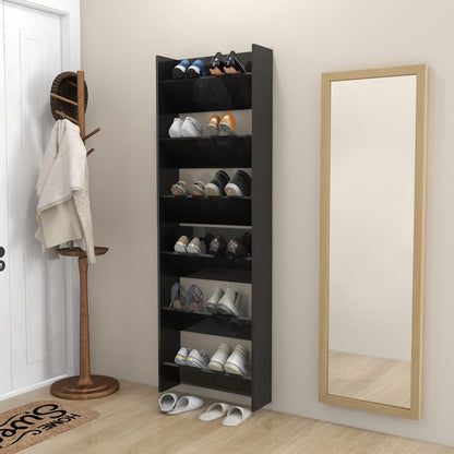 Wand-Schuhschränke 2 Stk. Hochglanz-Schwarz 60x18x90 cm - Pazzar.ch