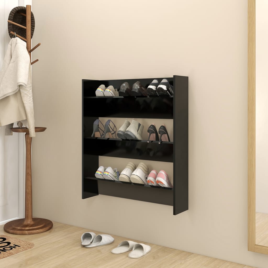 Wand-Schuhschrank Schwarz 80x18x90 cm Holzwerkstoff - Pazzar.ch