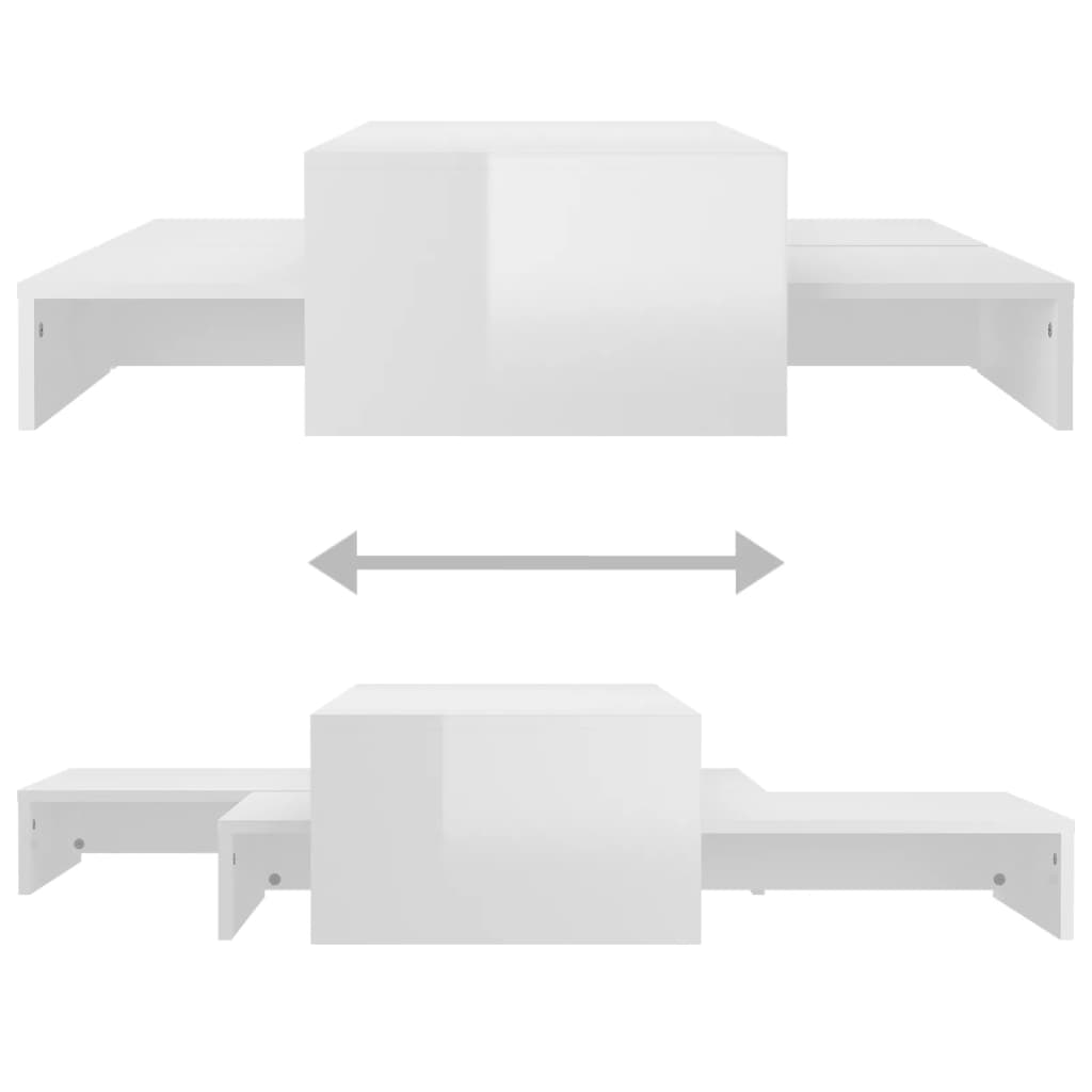 Satztisch-Set Hochglanz-Weiß 100x100x26,5 cm - Pazzar.ch