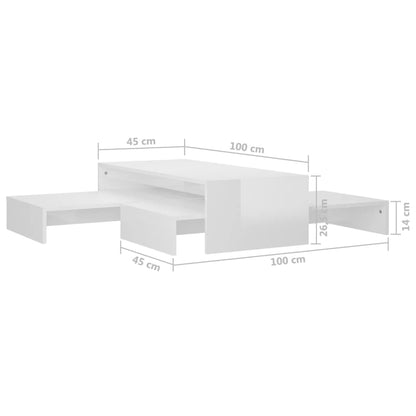 Satztisch-Set Hochglanz-Weiß 100x100x26,5 cm - Pazzar.ch