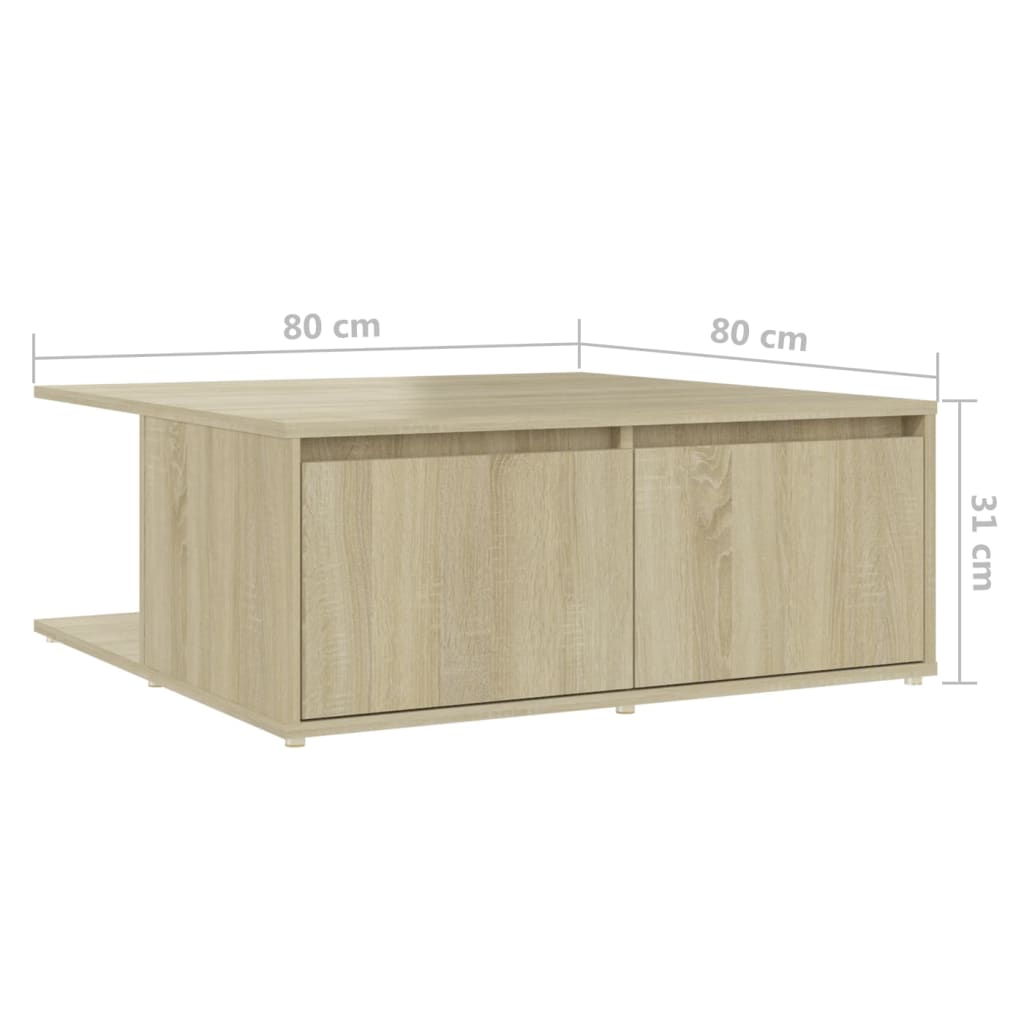 Couchtisch Sonoma-Eiche 80x80x31 cm Holzwerkstoff - Pazzar.ch