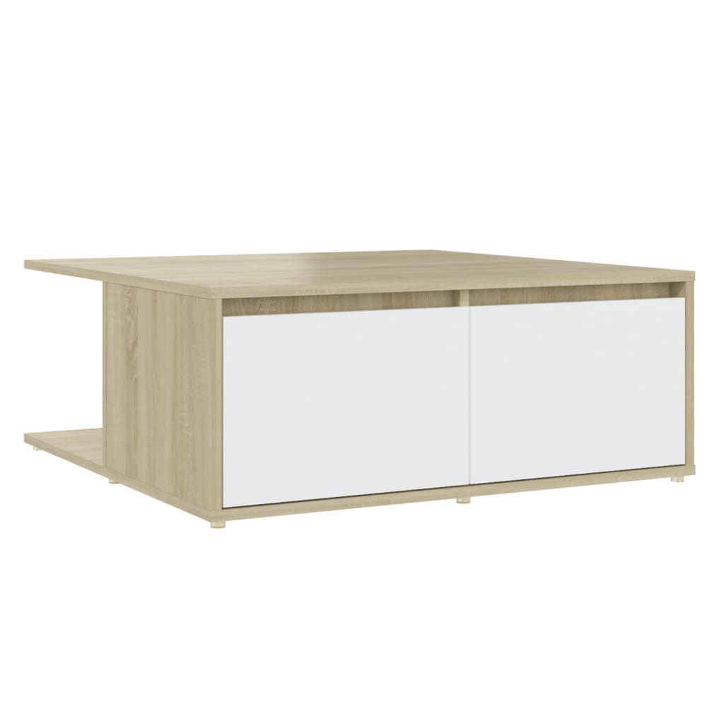 Couchtisch Weiß und Sonoma-Eiche 80x80x31 cm Holzwerkstoff - Pazzar.ch
