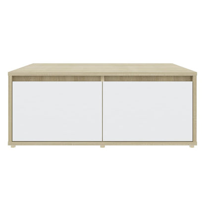 Couchtisch Weiß und Sonoma-Eiche 80x80x31 cm Holzwerkstoff - Pazzar.ch