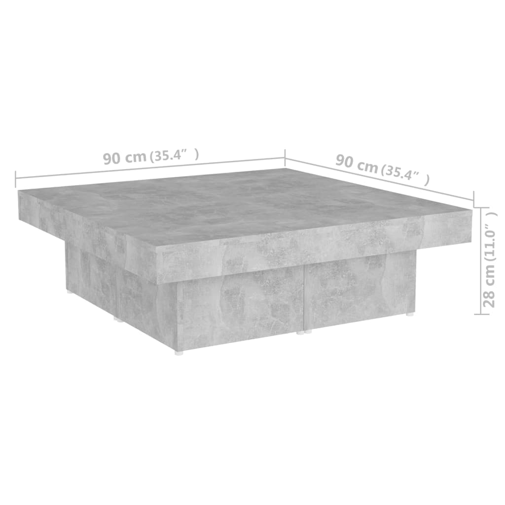 Couchtisch Betongrau 90x90x28 cm Holzwerkstoff - Pazzar.ch