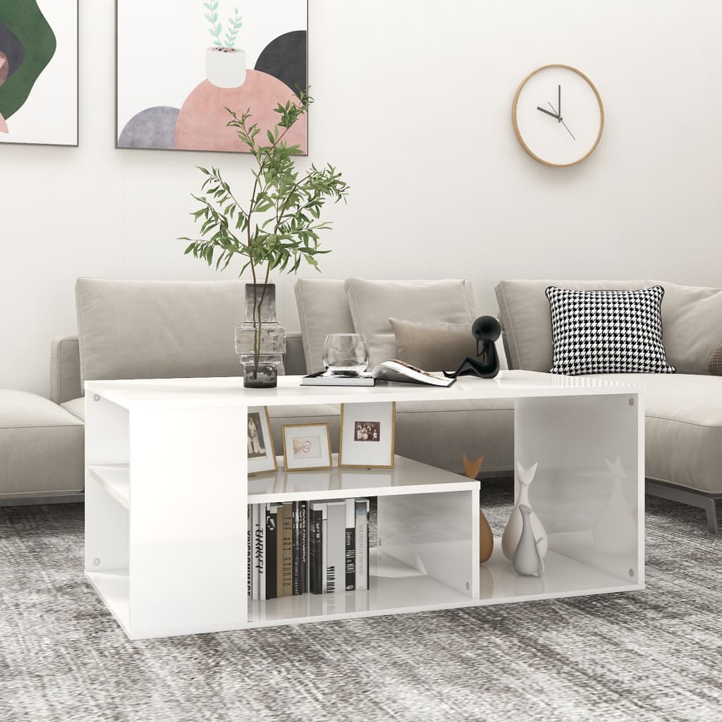 Couchtisch Hochglanz-Weiß 100x50x40 cm Holzwerkstoff - Pazzar.ch