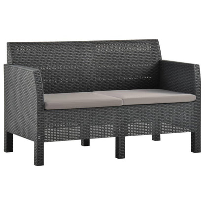 2-tlg. Garten-Lounge-Set mit Kissen PP Rattan Anthrazit - Pazzar.ch