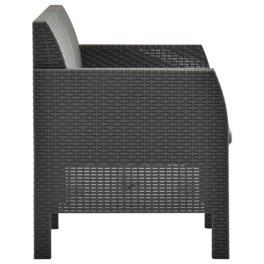 2-tlg. Garten-Lounge-Set mit Kissen PP Rattan Anthrazit - Pazzar.ch