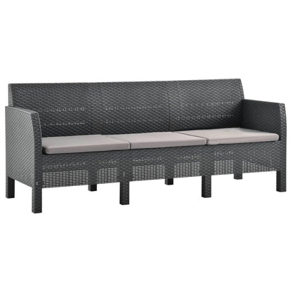 2-tlg. Garten-Lounge-Set mit Kissen PP Rattan Anthrazit - Pazzar.ch