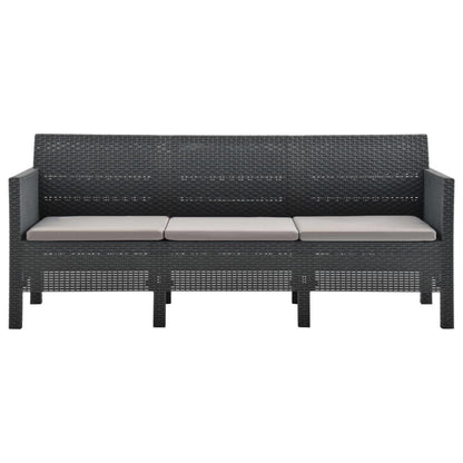 2-tlg. Garten-Lounge-Set mit Kissen PP Rattan Anthrazit - Pazzar.ch