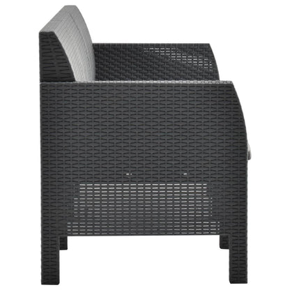 2-tlg. Garten-Lounge-Set mit Kissen PP Rattan Anthrazit - Pazzar.ch