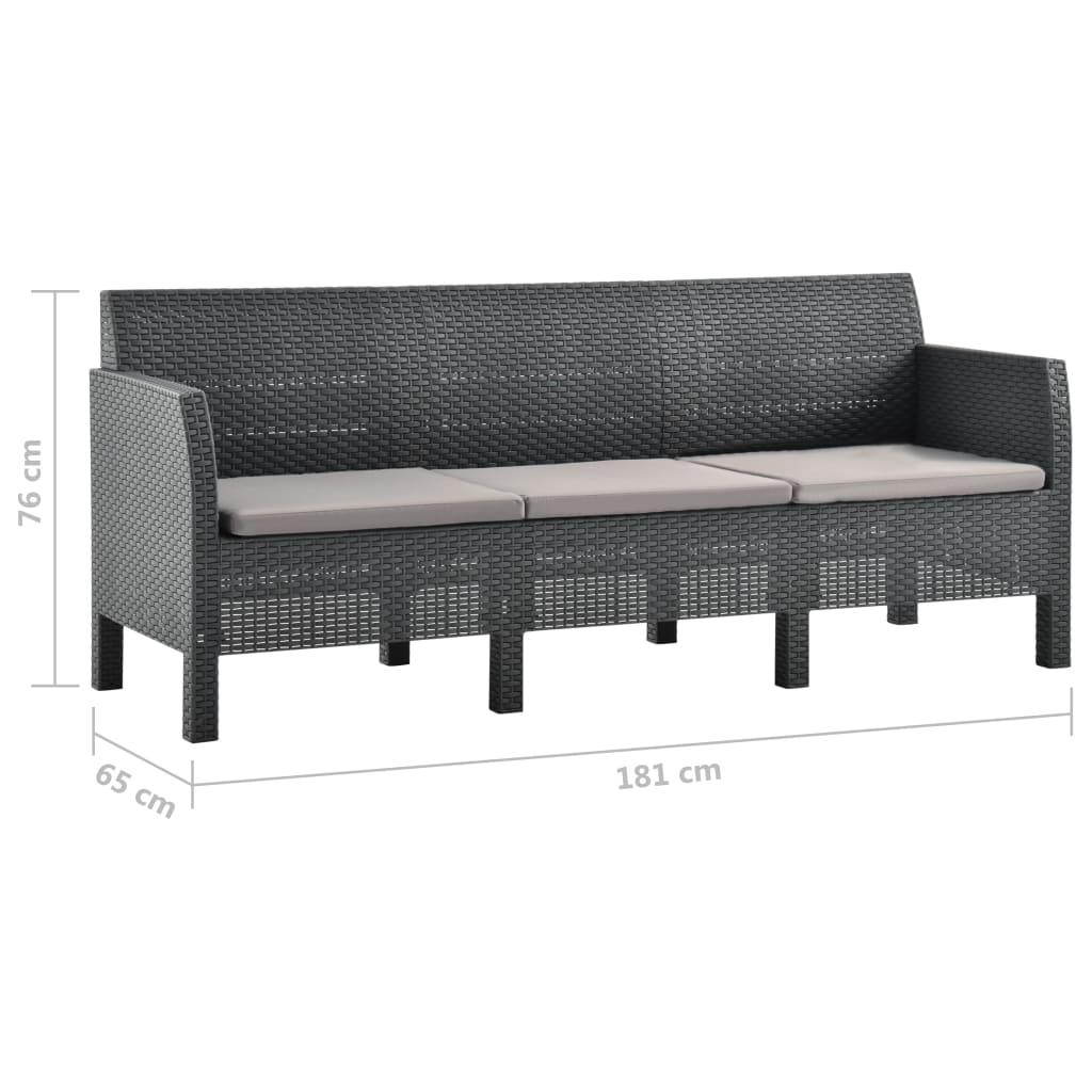 2-tlg. Garten-Lounge-Set mit Kissen PP Rattan Anthrazit - Pazzar.ch