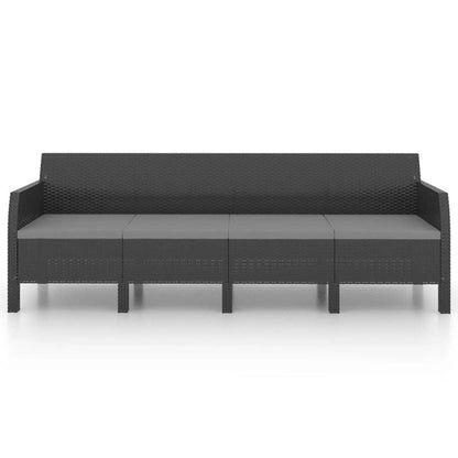 2-tlg. Garten-Lounge-Set mit Kissen PP Rattan Anthrazit - Pazzar.ch