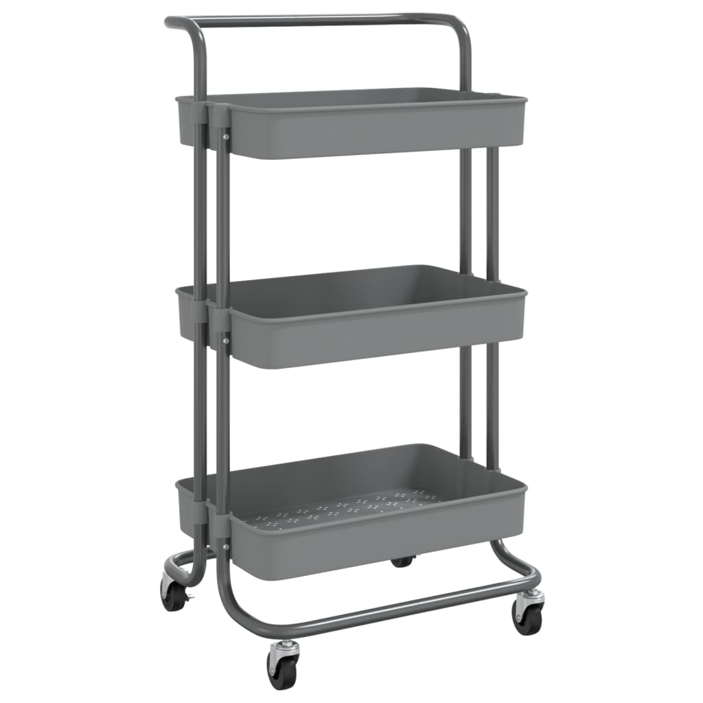 Küchenwagen 3 Etagen Grau 42x35x85 cm Eisen und ABS - Pazzar.ch