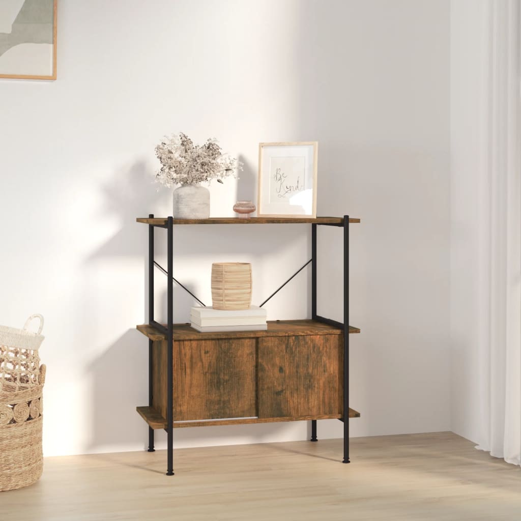 Regal mit 3 Böden und Schrank 80x40x92 cm Stahl Holzwerkstoff - Pazzar.ch