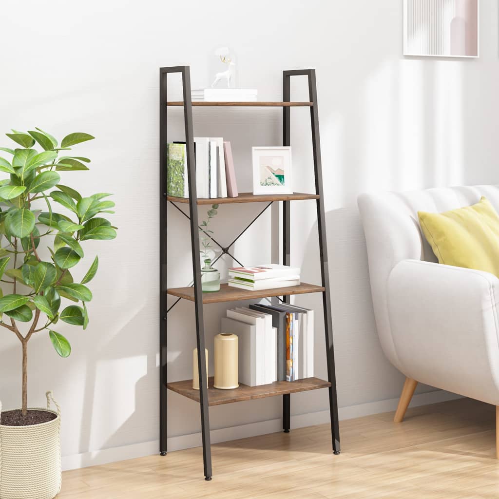 Standregal 4 Böden Dunkelbraun und Schwarz 56x35x140 cm - Pazzar.ch