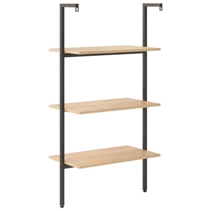 Anlehnregal mit 3 Ablagen Hellbraun und Schwarz 64x35x120,5 cm - Pazzar.ch