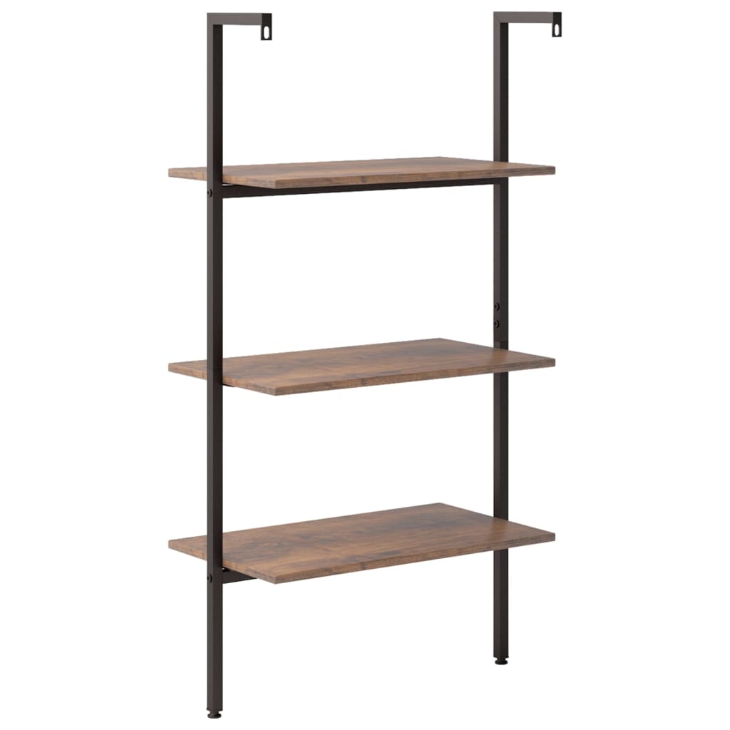 Leiterregal mit 3 Böden Dunkelbraun und Schwarz 64x35x120,5cm - Pazzar.ch