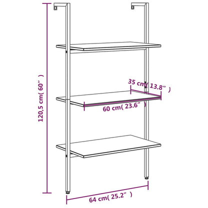 Leiterregal mit 3 Böden Dunkelbraun und Schwarz 64x35x120,5cm - Pazzar.ch