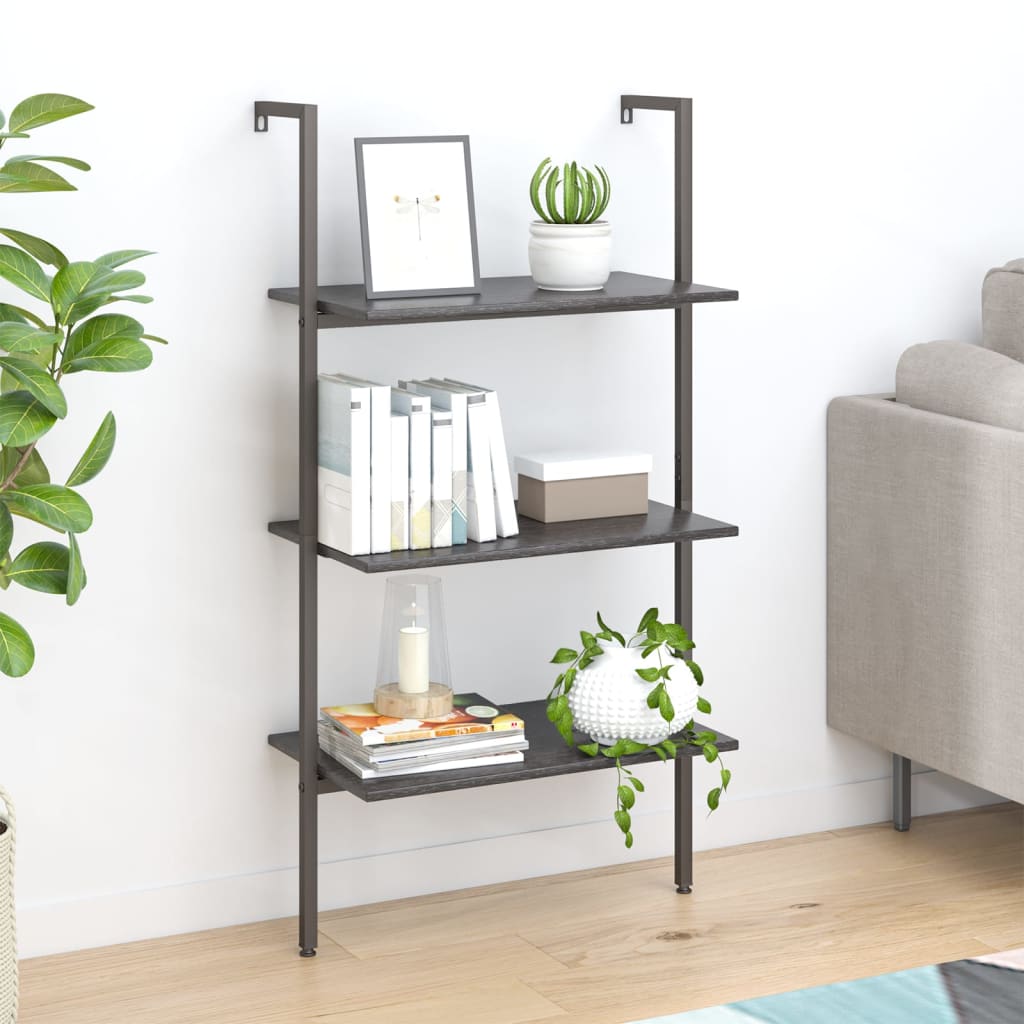 Leiterregal mit 3 Böden Schwarz 64x35x120,5 cm - Pazzar.ch