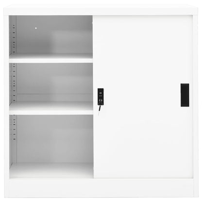 Büroschrank mit Schiebetür Weiß 90x40x90 cm Stahl - Pazzar.ch