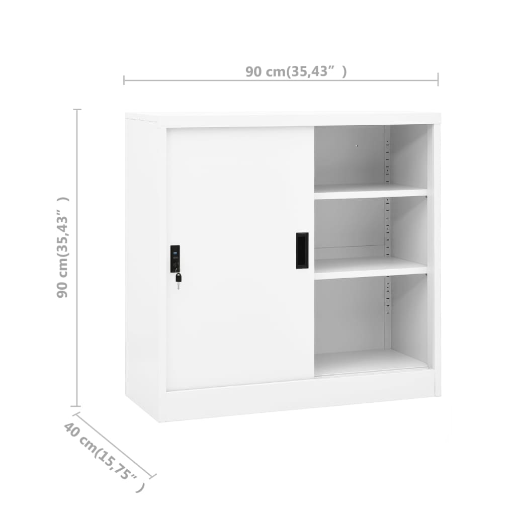 Büroschrank mit Schiebetür Weiß 90x40x90 cm Stahl - Pazzar.ch