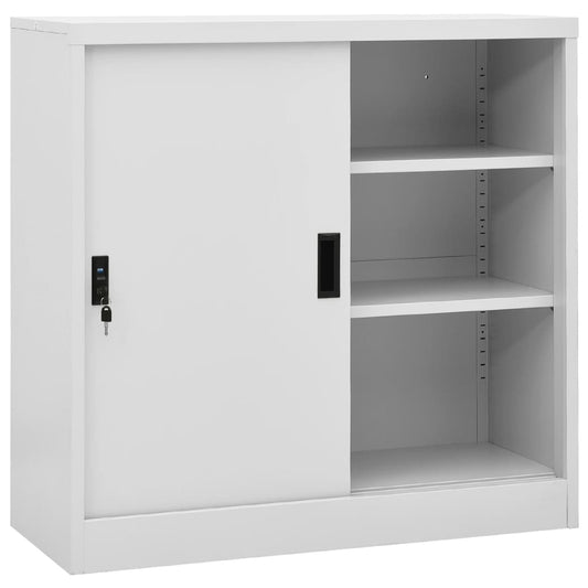 Büroschrank mit Schiebetür Hellgrau 90x40x90 cm Stahl - Pazzar.ch