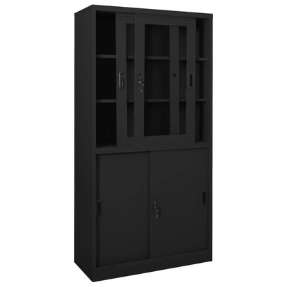 Büroschrank mit Schiebetür Anthrazit 90x40x180 cm Stahl - Pazzar.ch