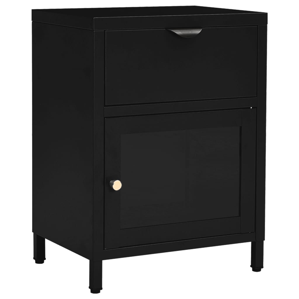 Nachttisch Schwarz 40x30x54,5 cm Stahl und Glas - Pazzar.ch