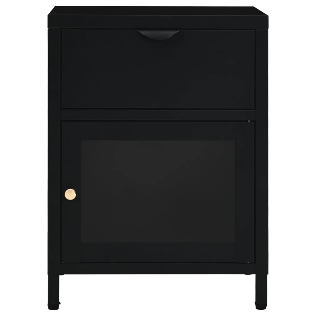 Nachttisch Schwarz 40x30x54,5 cm Stahl und Glas - Pazzar.ch