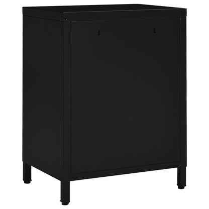 Nachttisch Schwarz 40x30x54,5 cm Stahl und Glas - Pazzar.ch