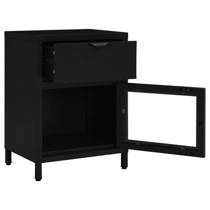 Nachttisch Schwarz 40x30x54,5 cm Stahl und Glas - Pazzar.ch