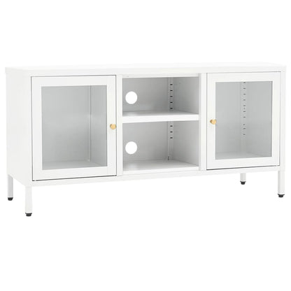 TV-Schrank Weiß 105x35x52 cm Stahl und Glas - Pazzar.ch