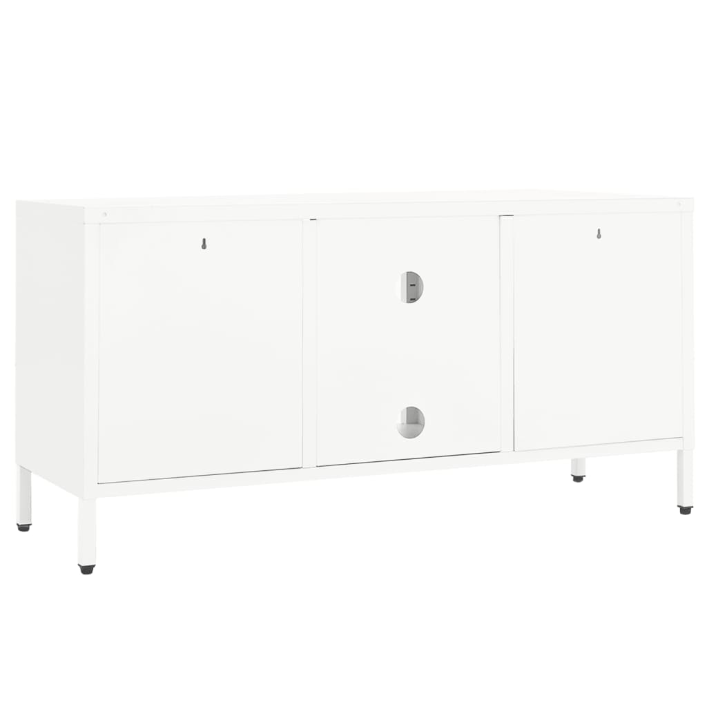 TV-Schrank Weiß 105x35x52 cm Stahl und Glas - Pazzar.ch