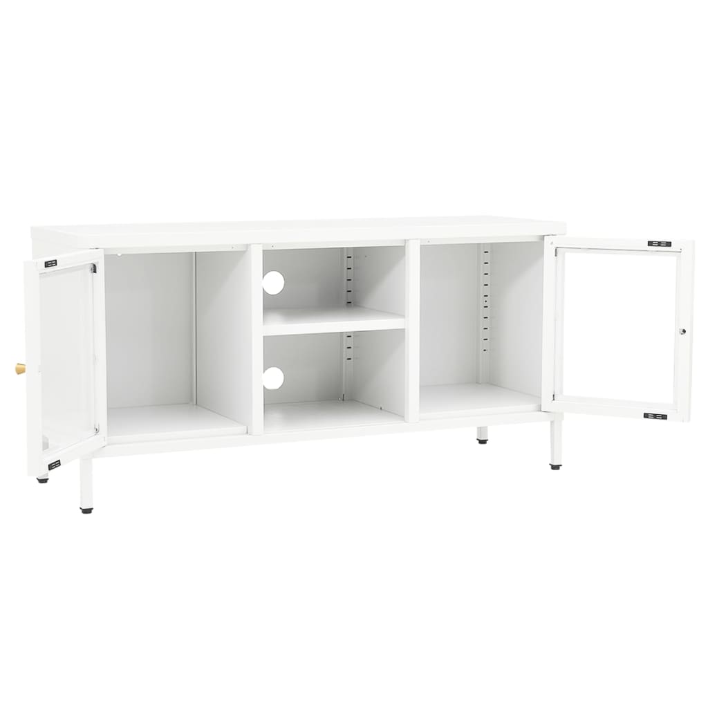 TV-Schrank Weiß 105x35x52 cm Stahl und Glas - Pazzar.ch