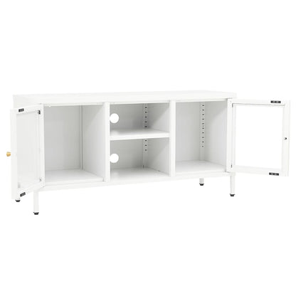 TV-Schrank Weiß 105x35x52 cm Stahl und Glas - Pazzar.ch