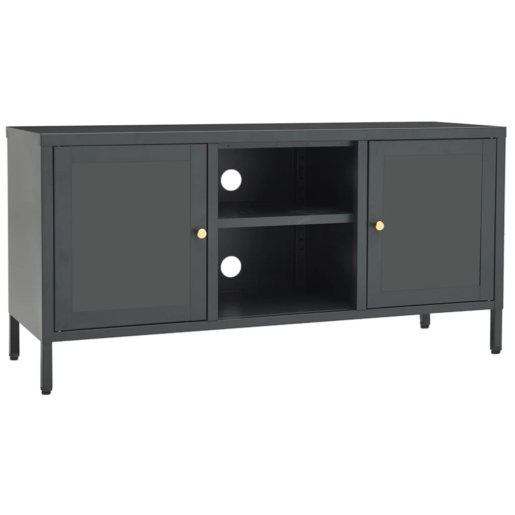 TV-Schrank Anthrazit 105x35x52 cm Stahl und Glas - Pazzar.ch