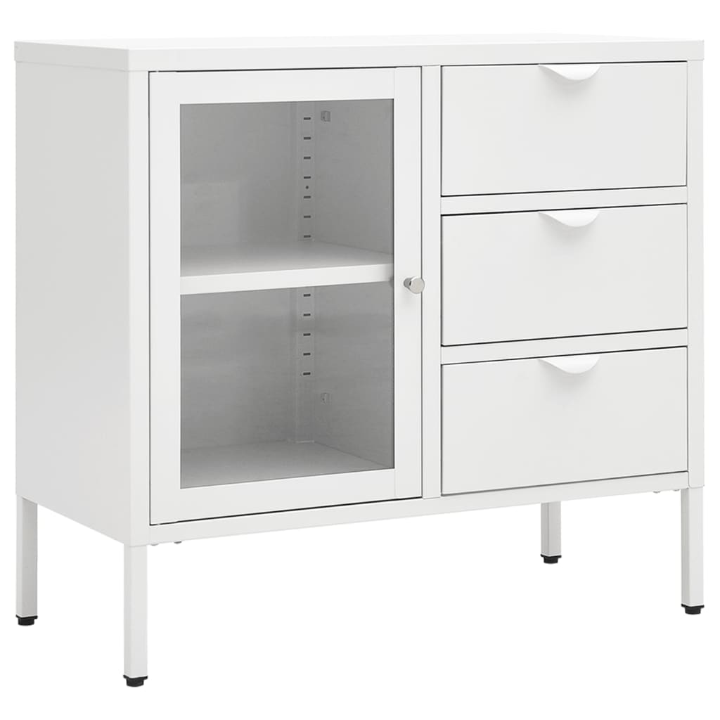 Sideboard Weiß 75x35x70 cm Stahl und Hartglas - Pazzar.ch