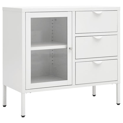 Sideboard Weiß 75x35x70 cm Stahl und Hartglas - Pazzar.ch