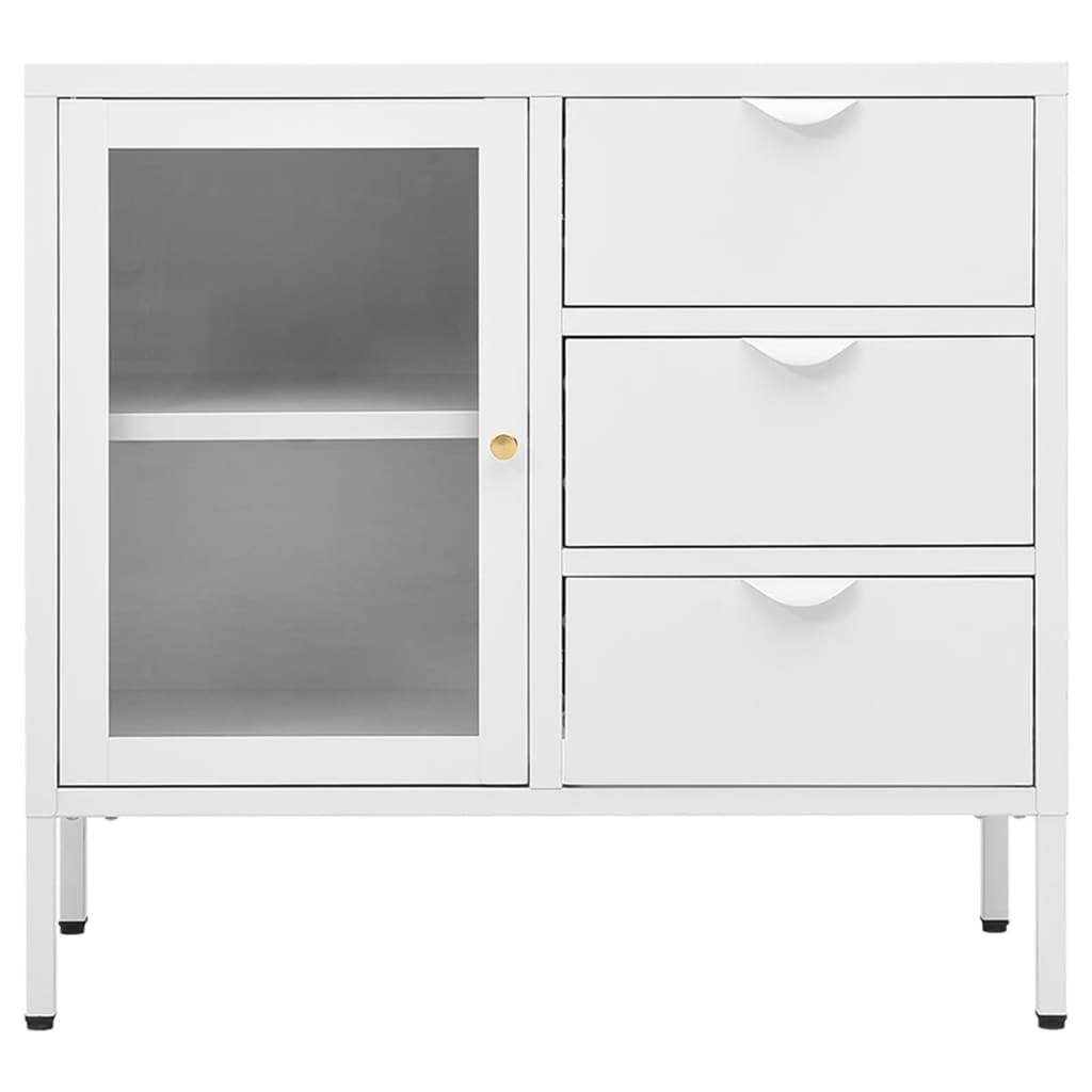 Sideboard Weiß 75x35x70 cm Stahl und Hartglas - Pazzar.ch