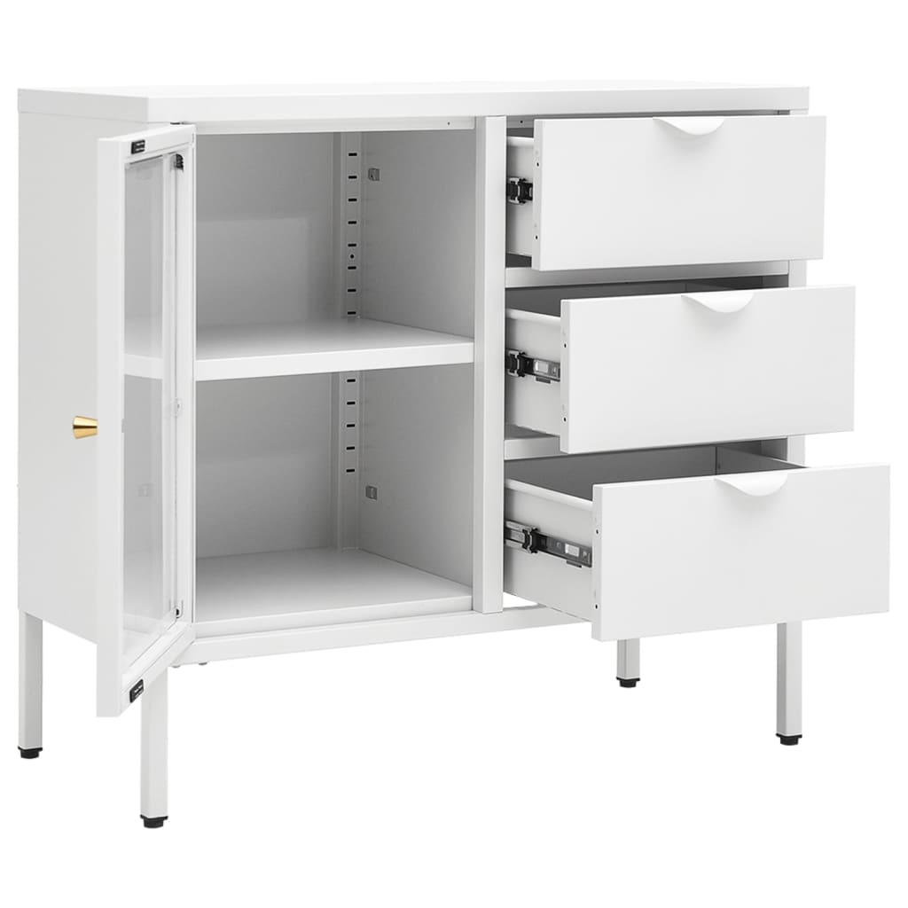 Sideboard Weiß 75x35x70 cm Stahl und Hartglas - Pazzar.ch