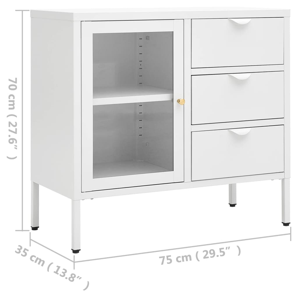 Sideboard Weiß 75x35x70 cm Stahl und Hartglas - Pazzar.ch