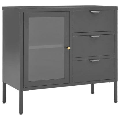 Sideboard Anthrazit 75x35x70 cm Stahl und Hartglas - Pazzar.ch
