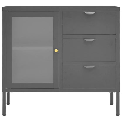 Sideboard Anthrazit 75x35x70 cm Stahl und Hartglas - Pazzar.ch