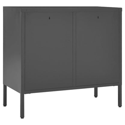 Sideboard Anthrazit 75x35x70 cm Stahl und Hartglas - Pazzar.ch