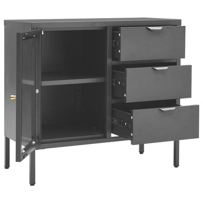 Sideboard Anthrazit 75x35x70 cm Stahl und Hartglas - Pazzar.ch