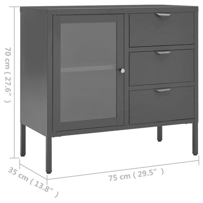 Sideboard Anthrazit 75x35x70 cm Stahl und Hartglas - Pazzar.ch