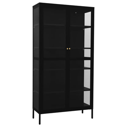 Vitrine Schwarz 90x40x180 cm Stahl und Gehärtetes Glas - Pazzar.ch